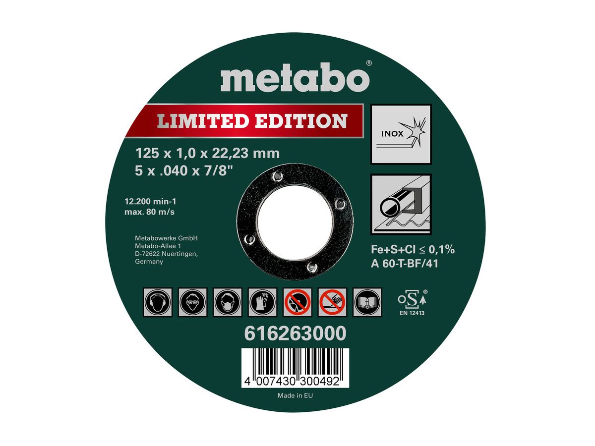 METABO Trennscheibe Limited Edition 125x1,0x22,23 mm Inox