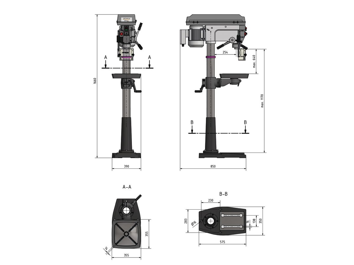 OPTIMUM Säulenbohrmaschine OPTIdrill DQ32 SET