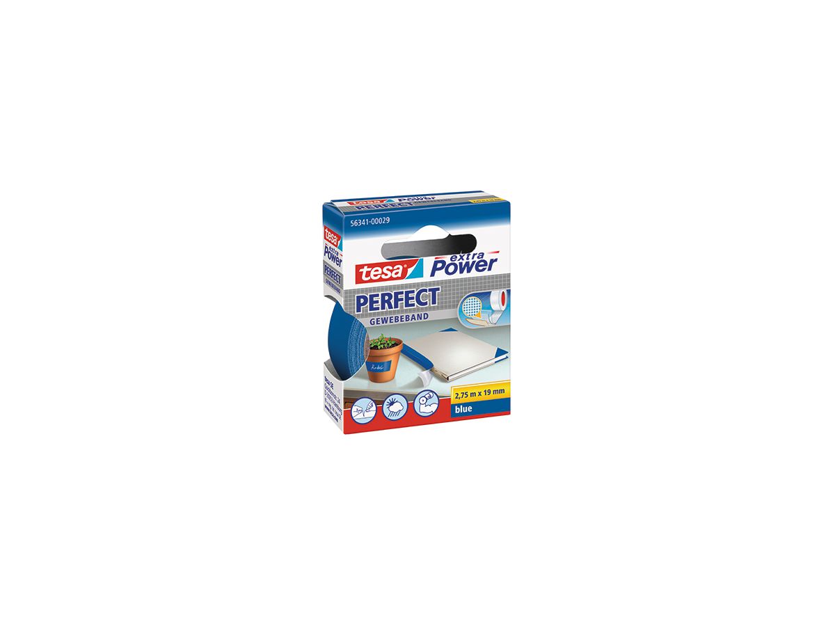tesa Gewebeband Extra Power Perfect 56341-00029 19mmx2,75m blau