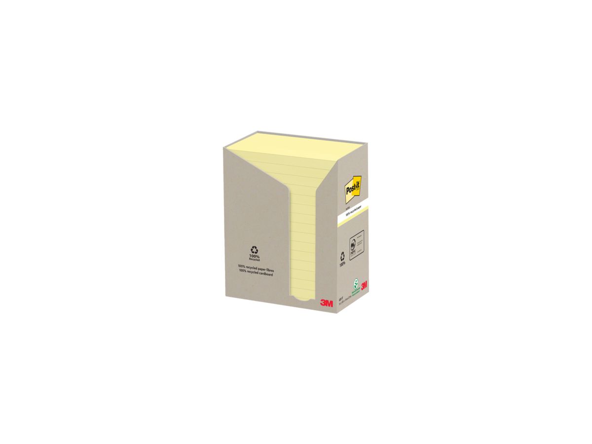 Post-it Haftnotiz Recycling Notes 6551T 127x76mm gelb 16 St./Pack.