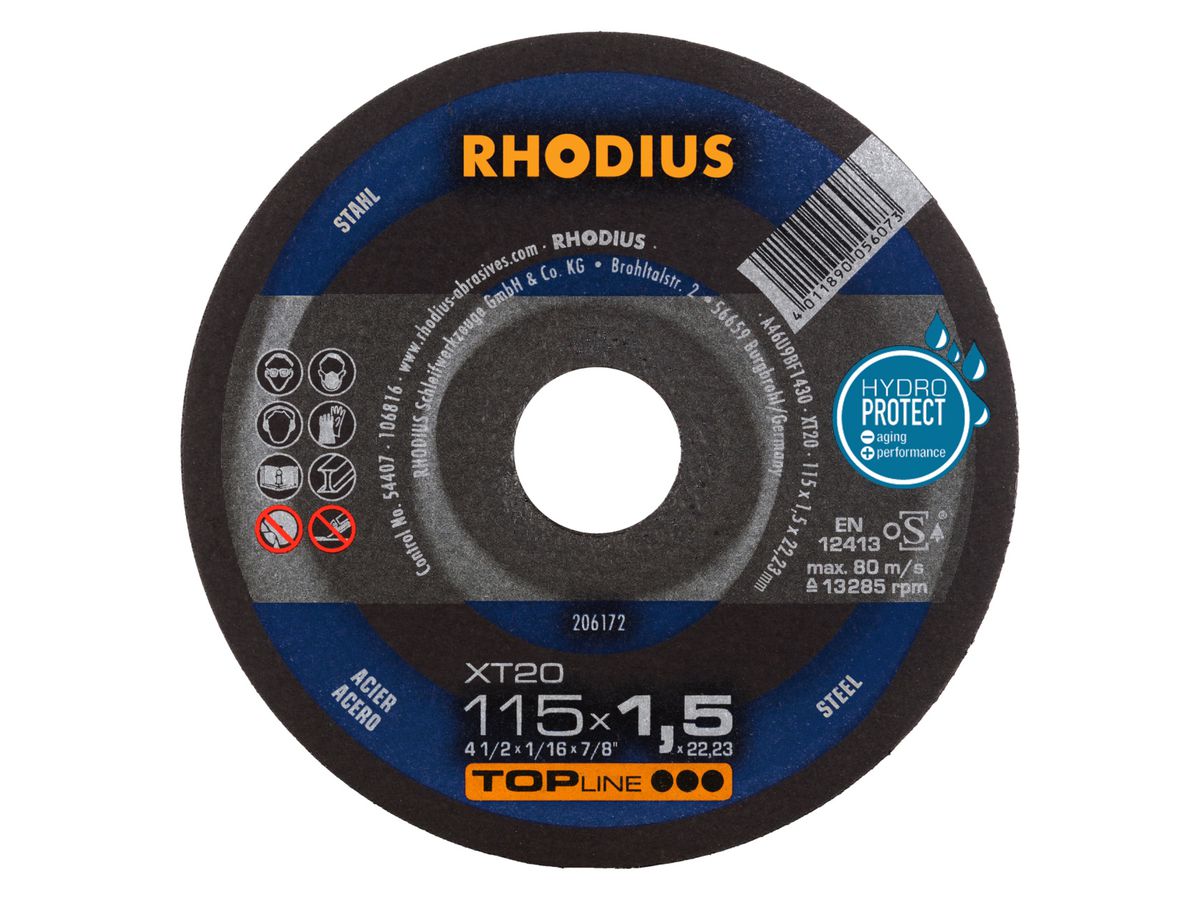 RHODIUS Extradünne Trennscheibe XT 20 Top Stahl 115x1,5x22,2 mm