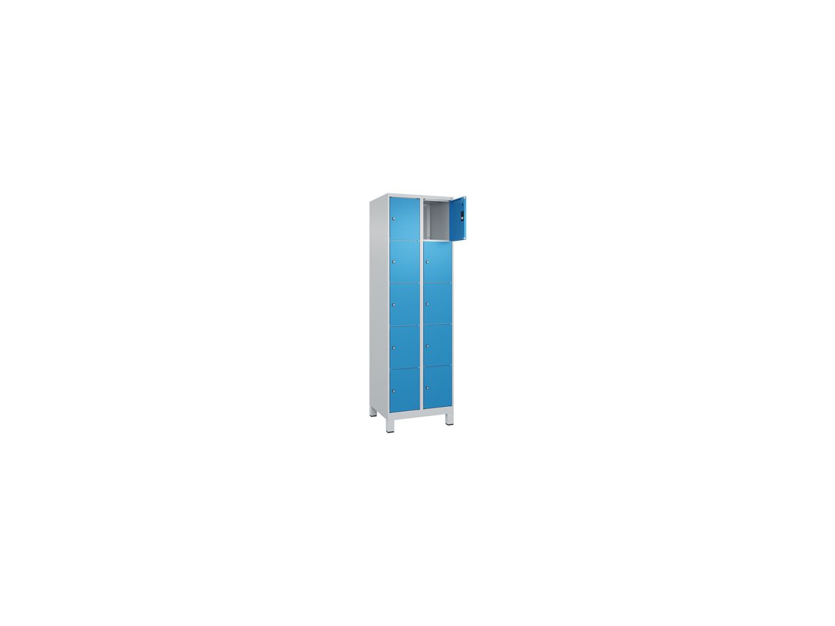 C+P Fächerschrank CLASSIC, Füße 1950x600x500mm, 7035/5012, 2x5 Fächer