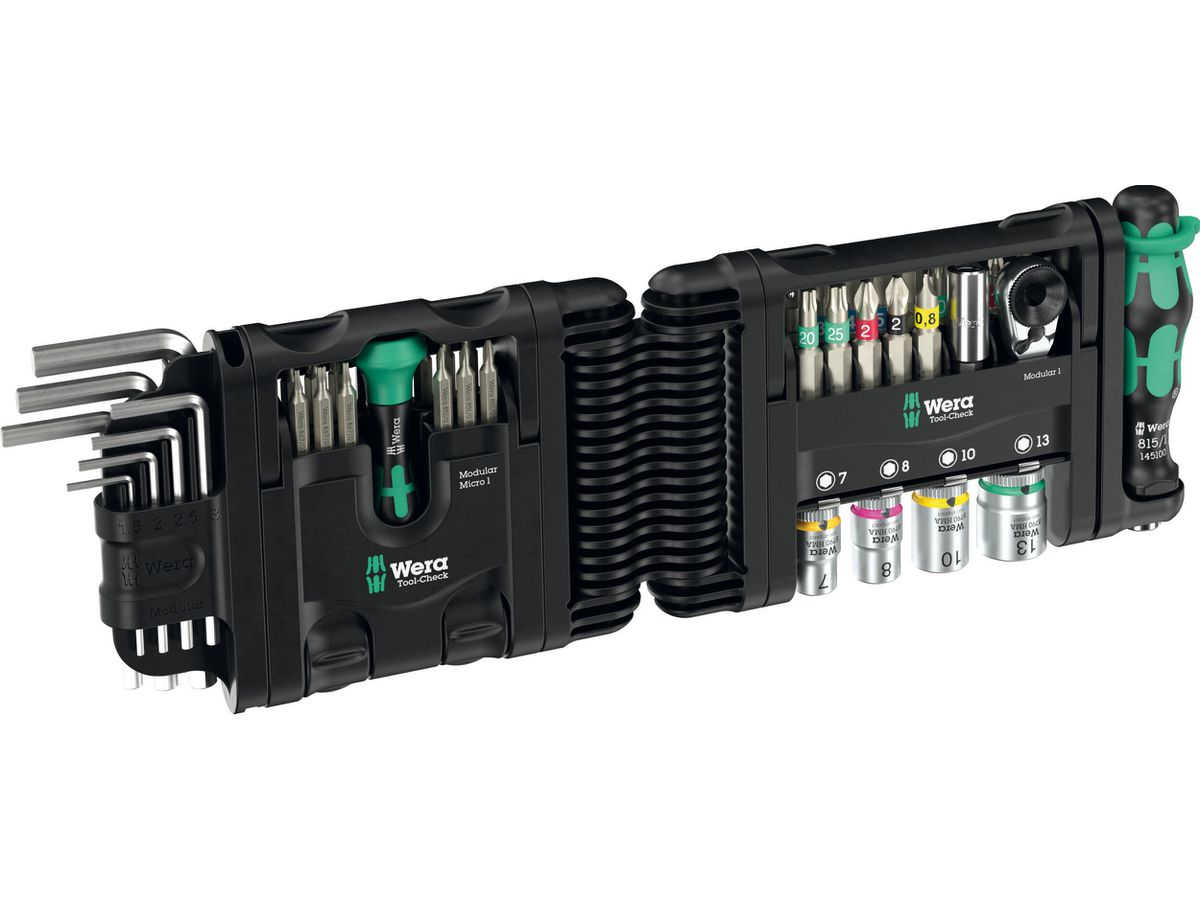 WERA Bits-Sortiment inkl. Ratsche, Nüsse Tool-Check Modular Set 1, 50-teilig