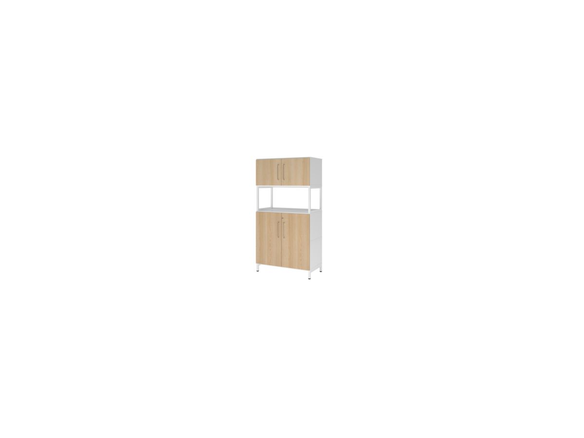 Kombischrank FlexWall B800xT400xH1532 mm 2 OH 4 Türen m.Sockel weiß/eiche