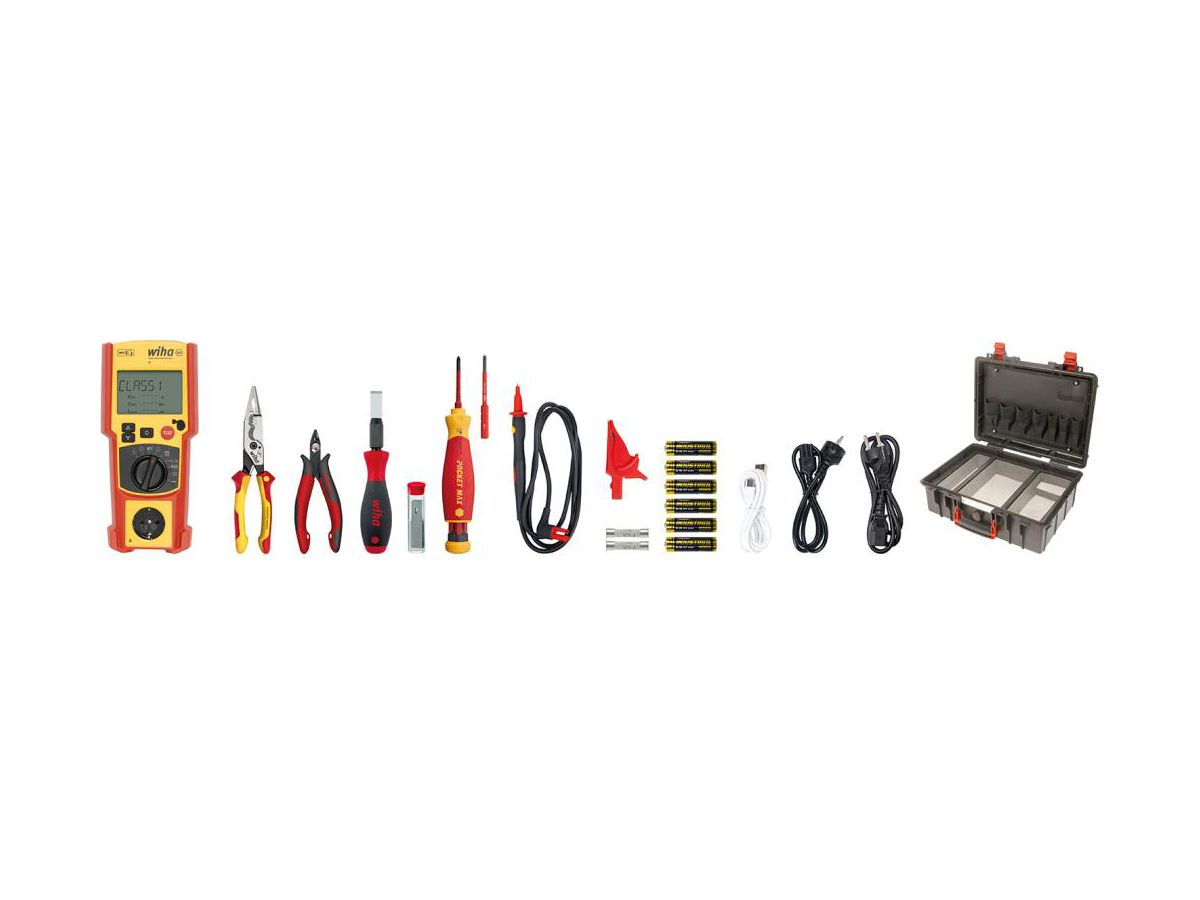 WIHA Gerätetester Set PAT one mit Werkzeug und Zubehör im Koffer