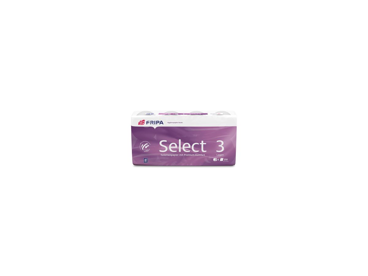 fripa Toilettenpapier Select 1030806 3-lagig weiß 8 Rl./Pack.