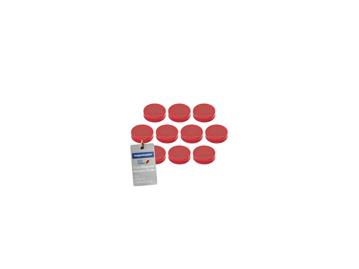 magnetoplan Magnet Ergo Medium 1664006 30mm rot 10 St./Pack.