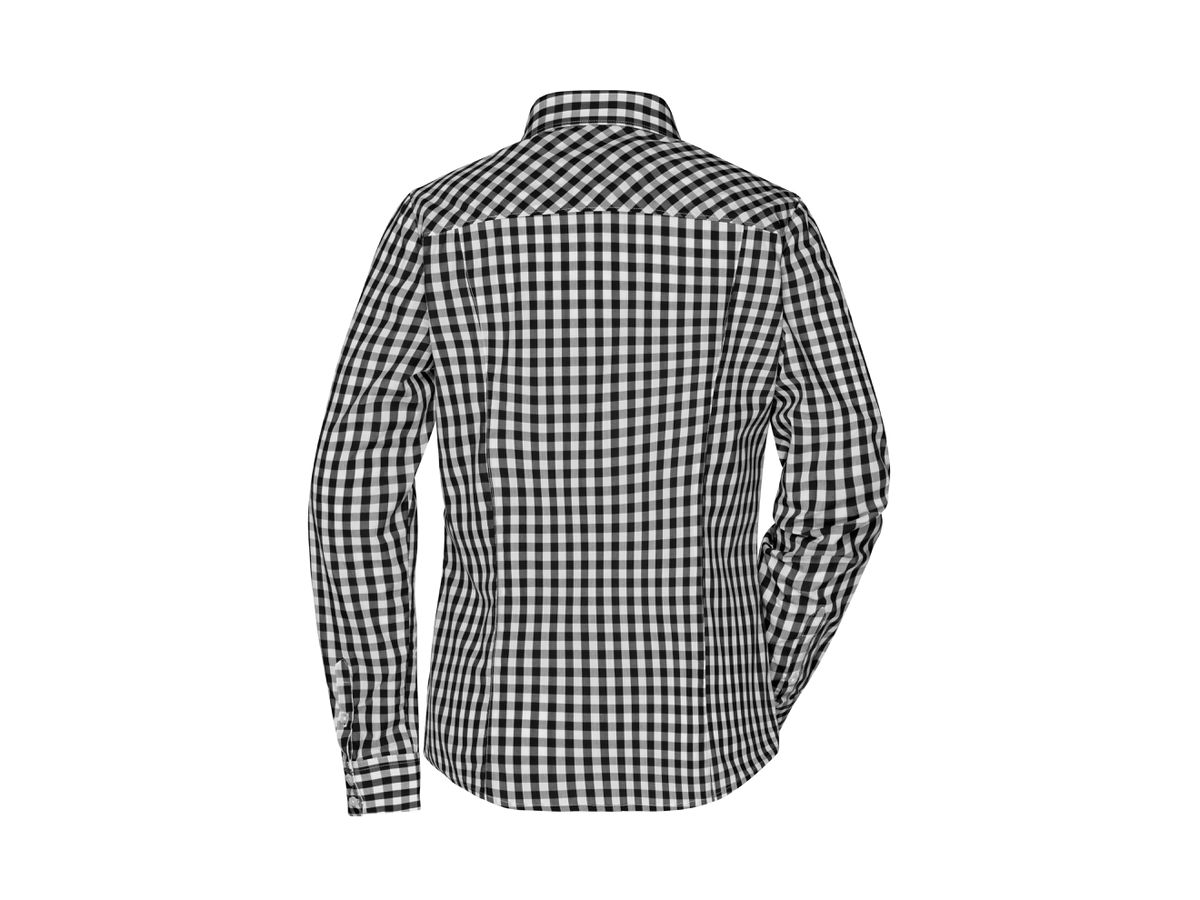 JN Ladies Checked Blouse JN616 100% BW, black/white, Größe XS