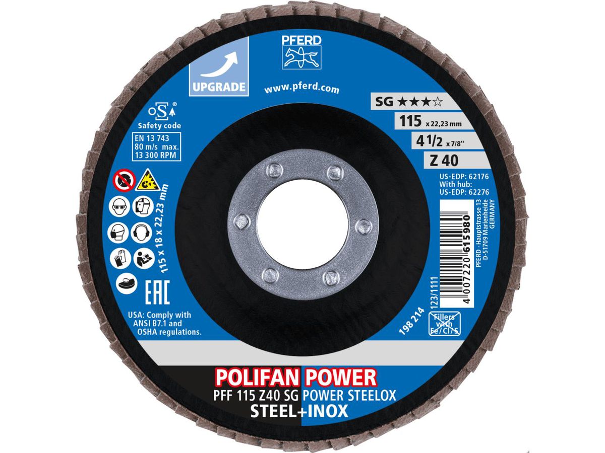 Flap disc flat zk 115X22mm K 40 Pferd
