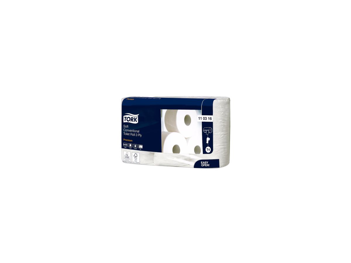 Tork Toilettenpapier Premium 110316 3lagig weiß 8 Rl./Pack.
