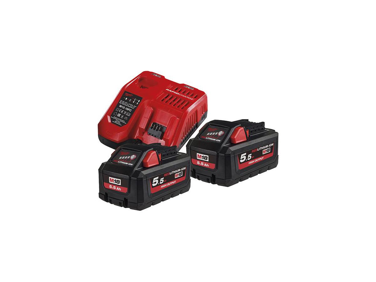 MILWAUKEE 18V Starterset M185HNRG-552 2x18V/5,5 Ah, 1x12V/3,0 Ah, Ladegerät