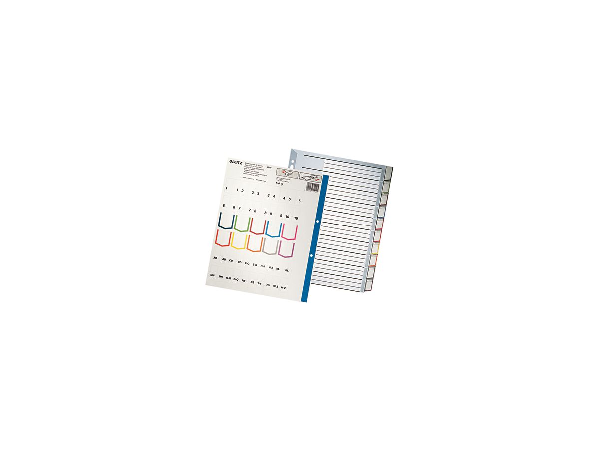 Leitz Register 43700000 blanko DIN A4 10teilig PP grau