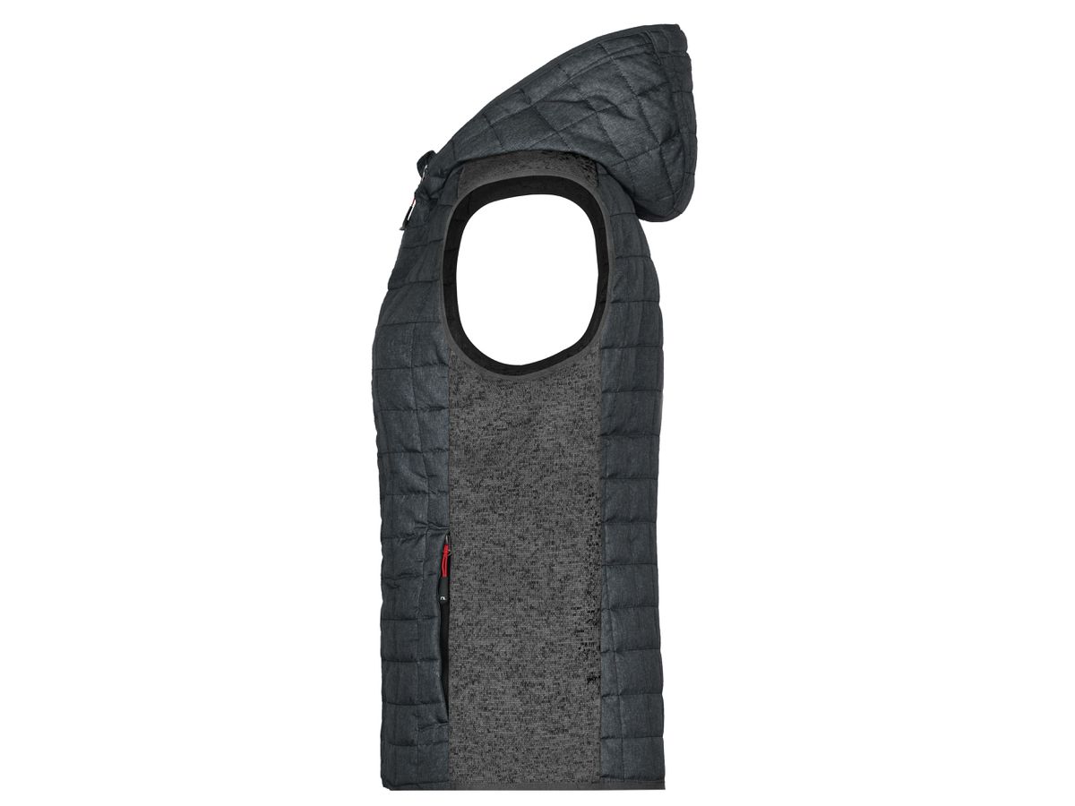 JN Ladies' Knitted Hybrid Vest JN767 grey-melange/anthracite-melange, Größe M