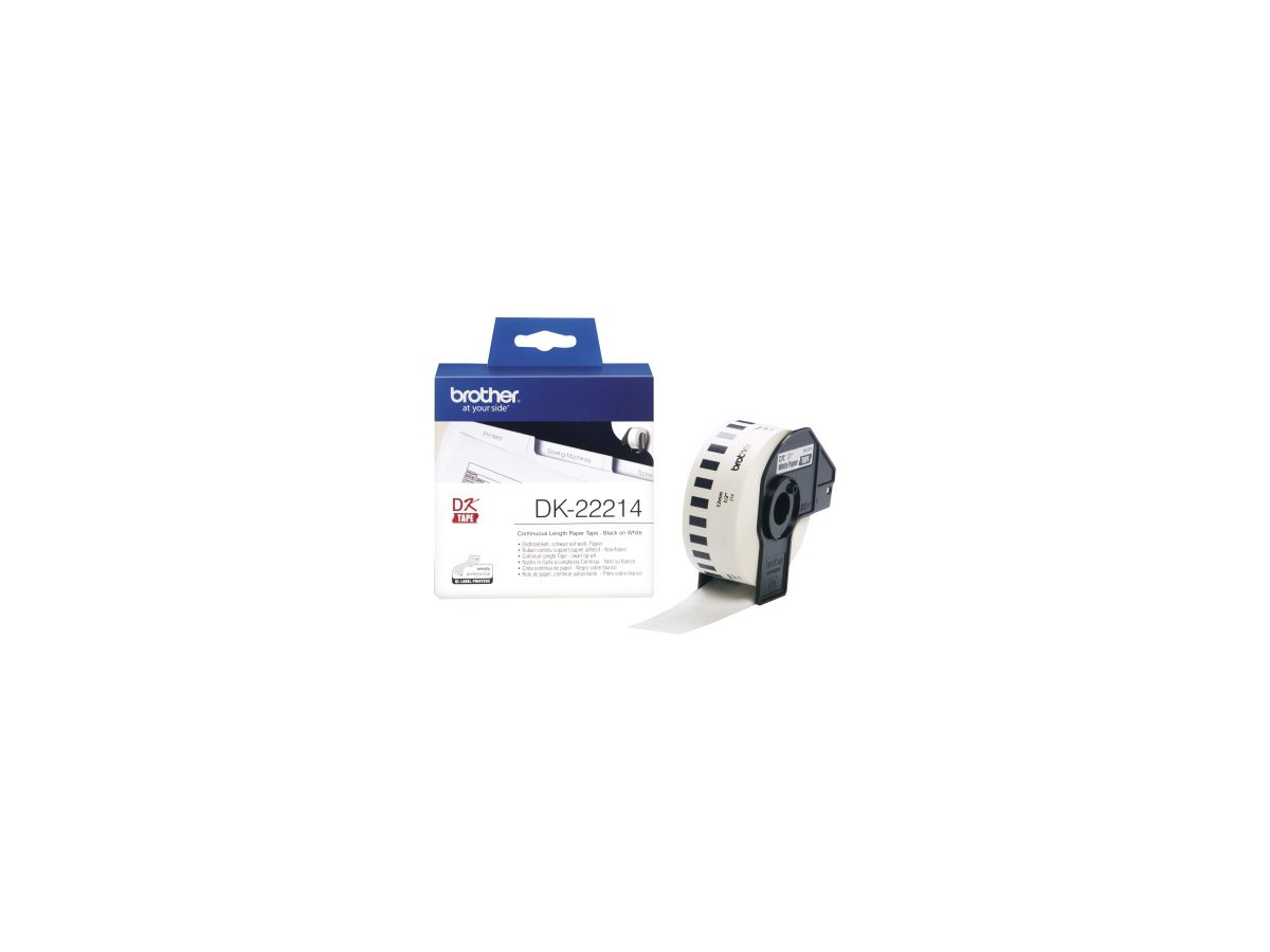 Brother Endlosetikettenrolle DK22214 12mmx30,48m Papier weiß