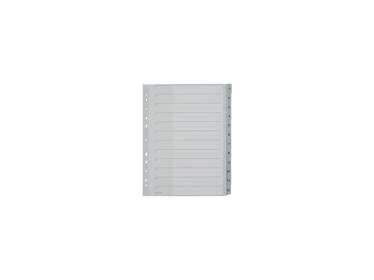 Leitz Register 12820000 DIN A4 1-12 Polypropylen grau