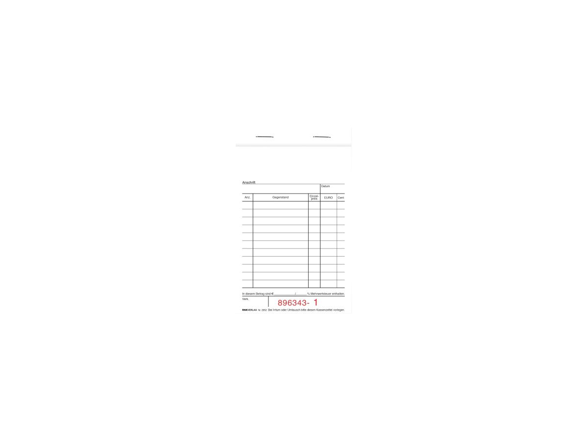 RNK Kassenblock 2952 2x50Blatt