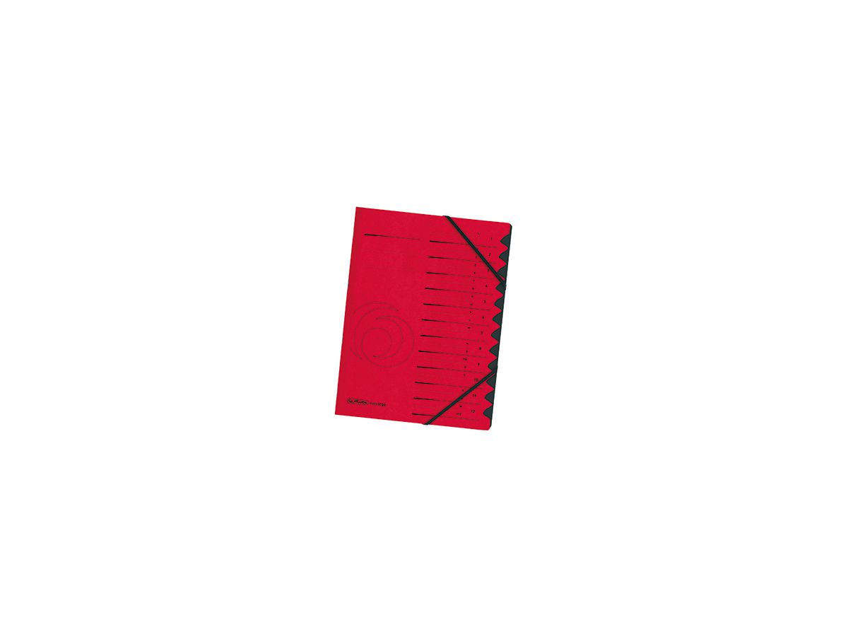 Herlitz Ordnungsmappe 10843324 DIN A4 12 Fächer Karton rot