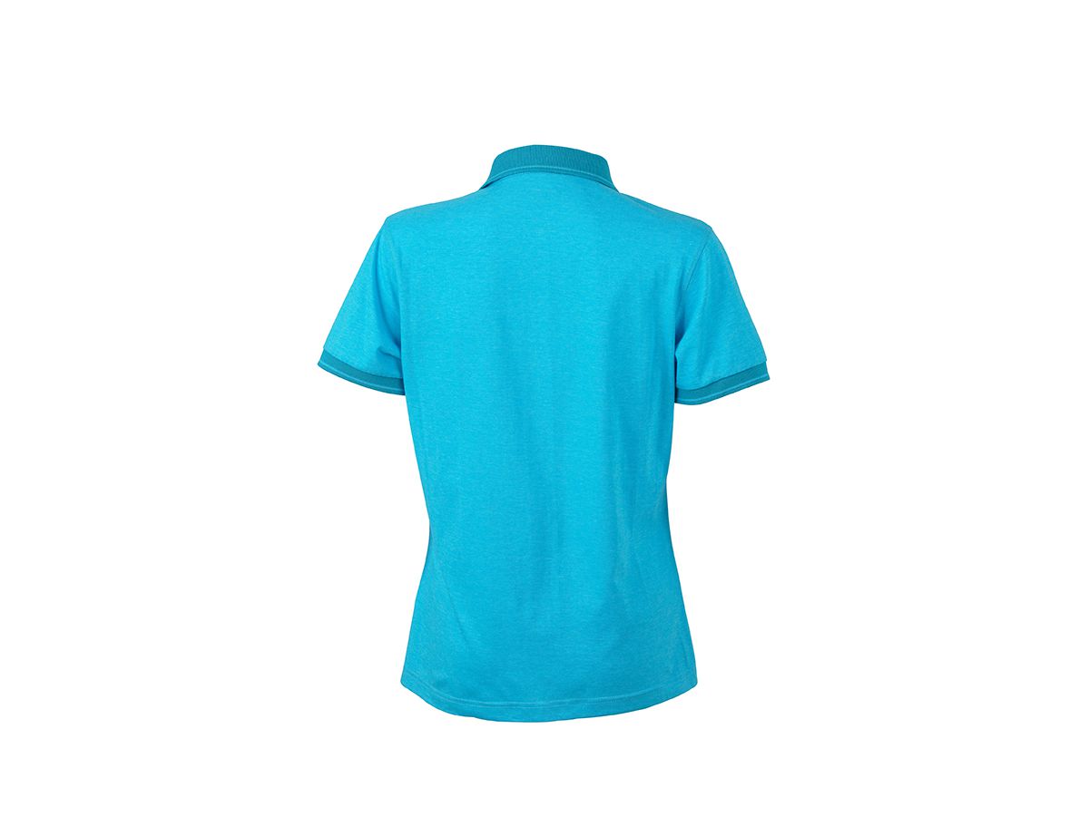 JN Ladies Heather Polo JN705 65%PES/35%BW,turqu.-mel./turqu.,Gr. L