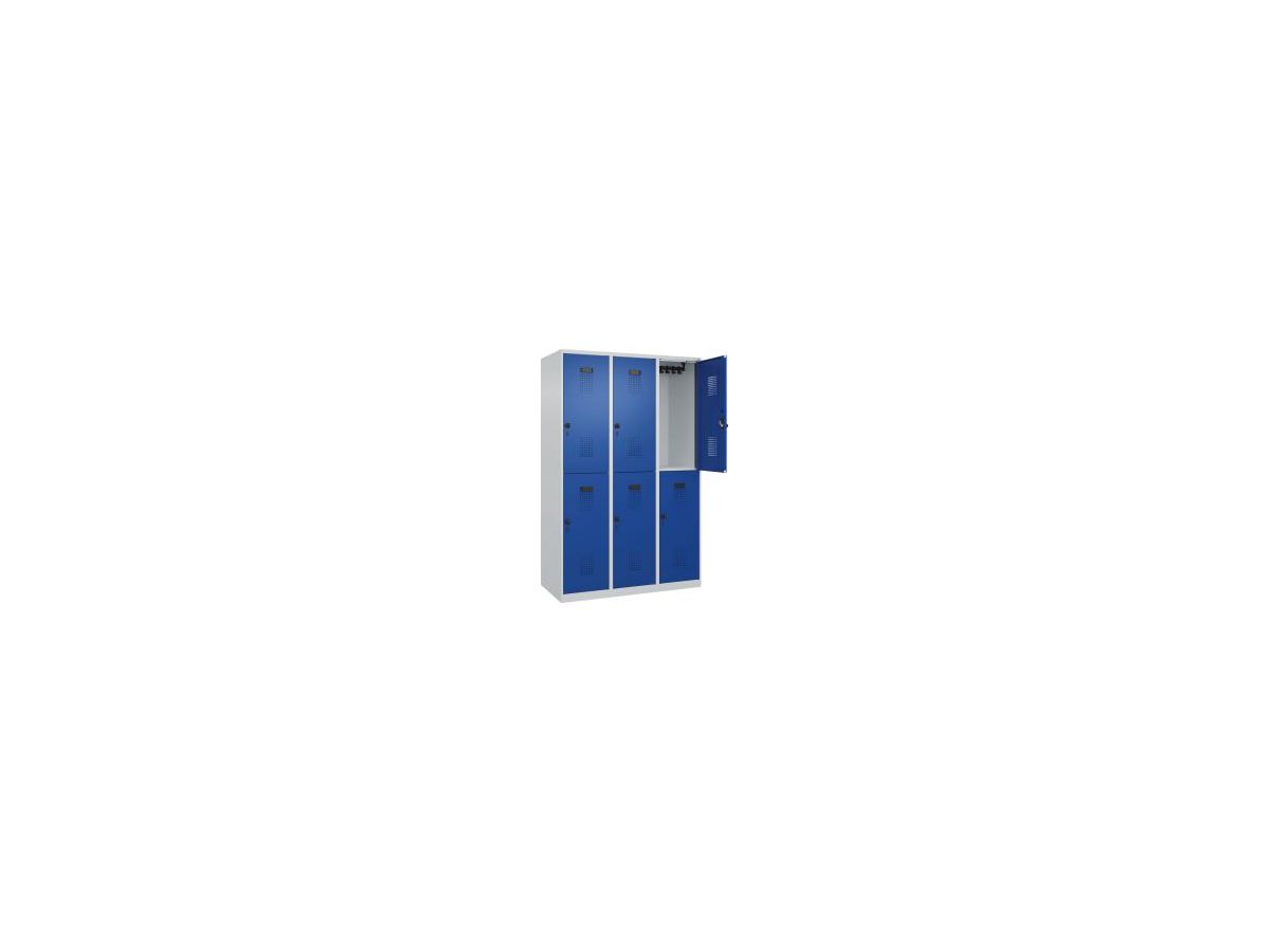 C+P Doppelst. Schrank EVOLO bodenstehend RAL7035/5010, 3x2Abt. B1200xT500xH1850mm