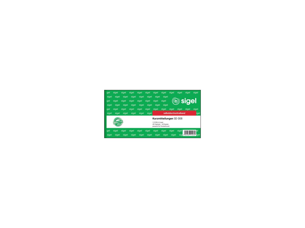 Sigel Kurzmitteilung SD008 1/3 DIN A4 quer 2x40Blatt