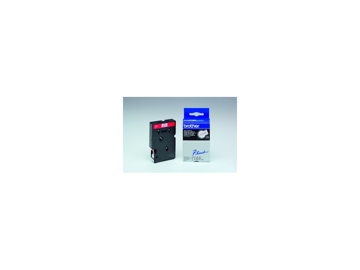 P-touch Schriftbandkassette TC202 12mmx7,7m laminiert rt auf ws