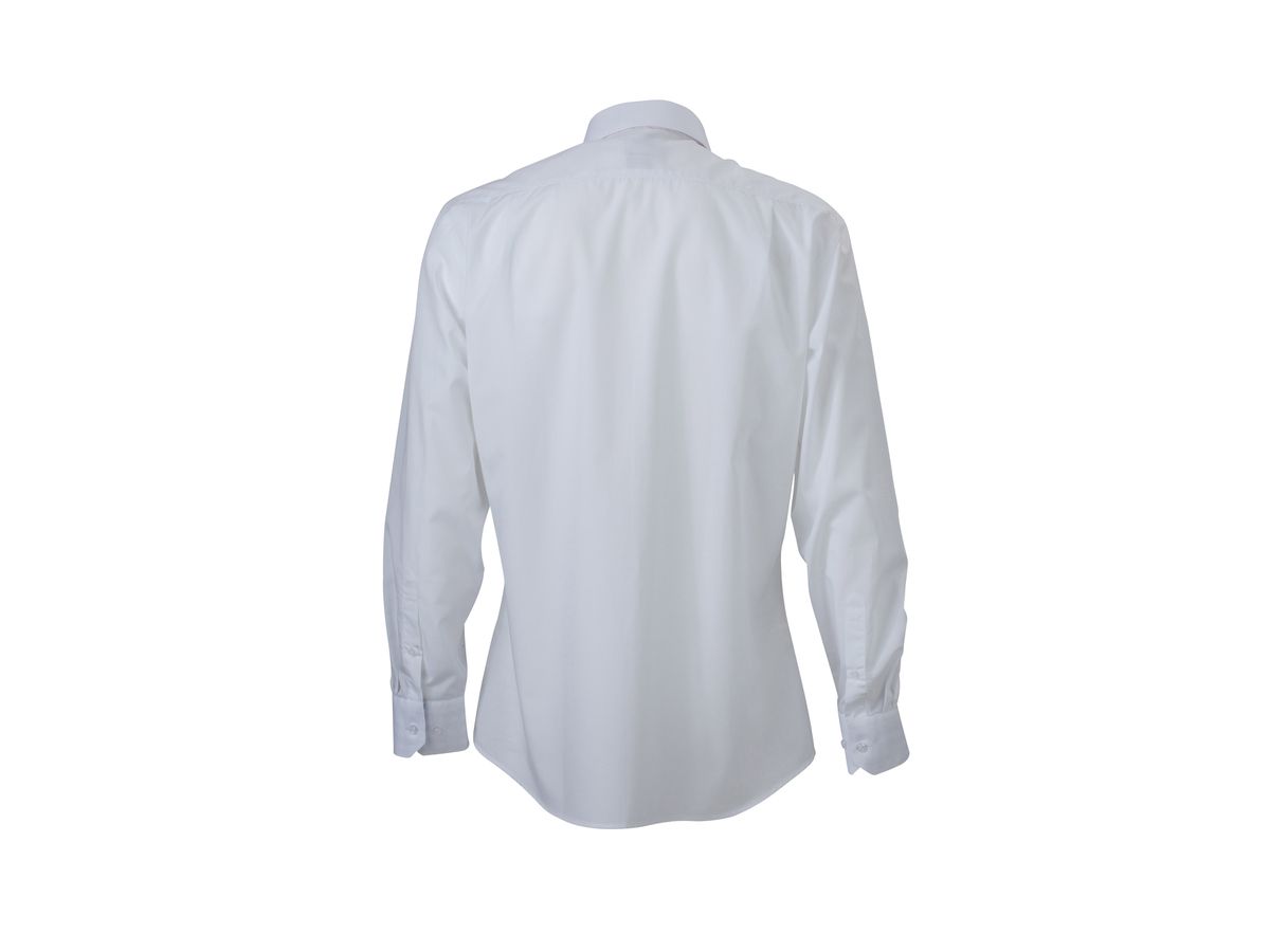 JN Mens Plain Shirt JN619 100% BW, white/royal-white, Größe S