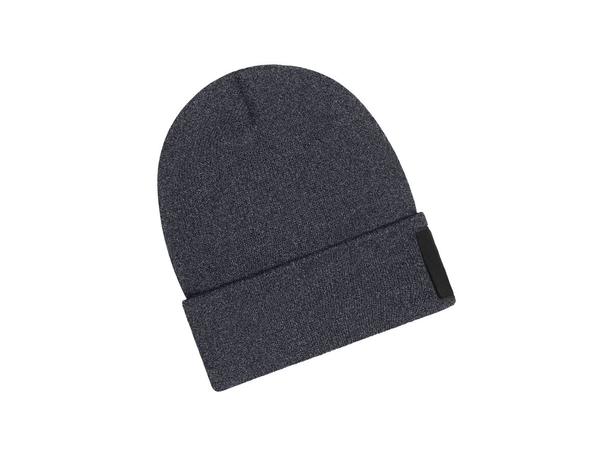 DAIBER Strickmütze mit Patch 10x5cm dark-grey-melange MB7407