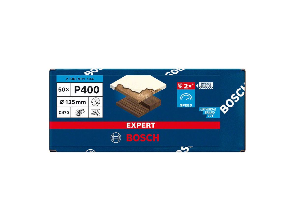 BOSCH Schleifblatt C470 EXPERT, Mehrloch 125 mm, K 400, VE 50