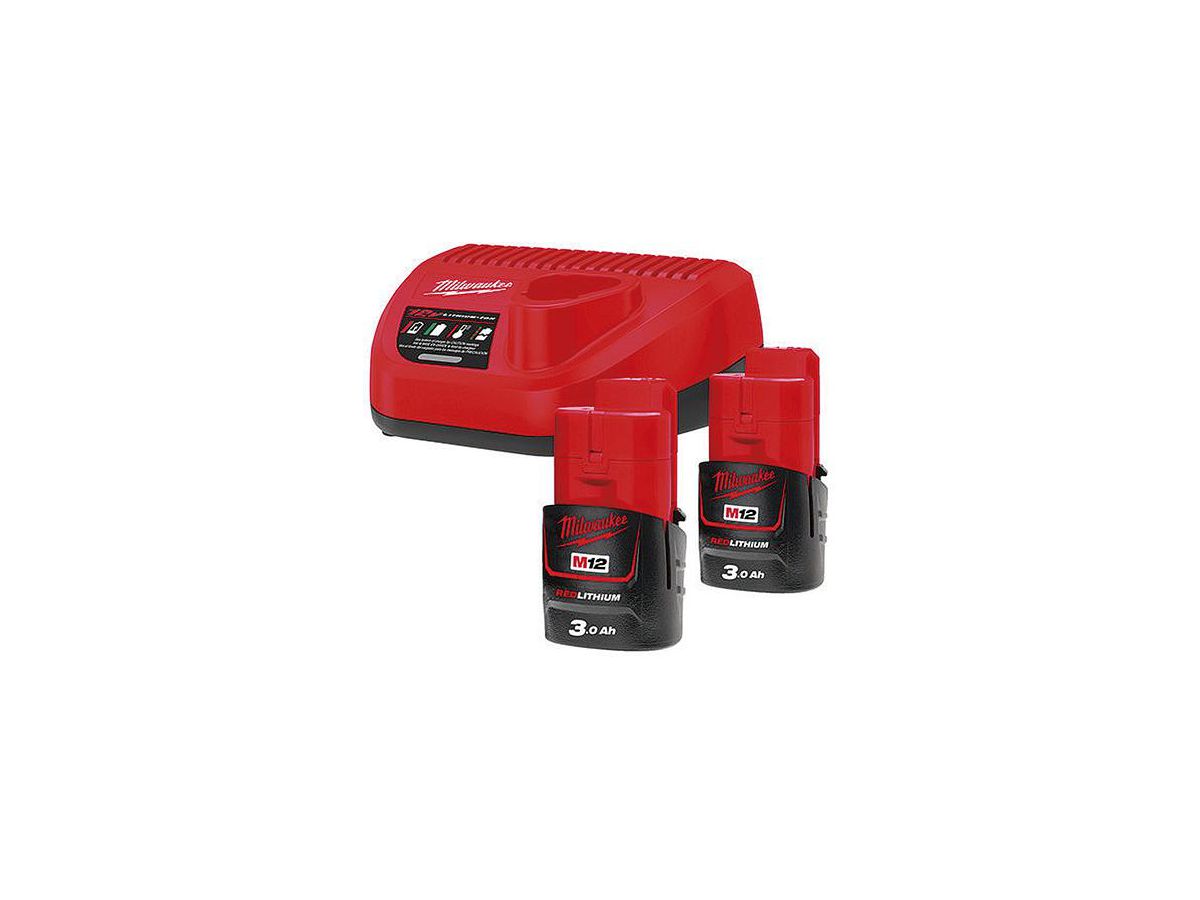 Milwaukee Starter-Set M12 NRG-302 2x12V 3,0Ah + Ladegerät
