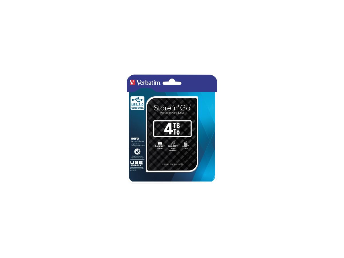 Verbatim Festplatte Store n Go 53223 USB 3.0 4TB schwarz