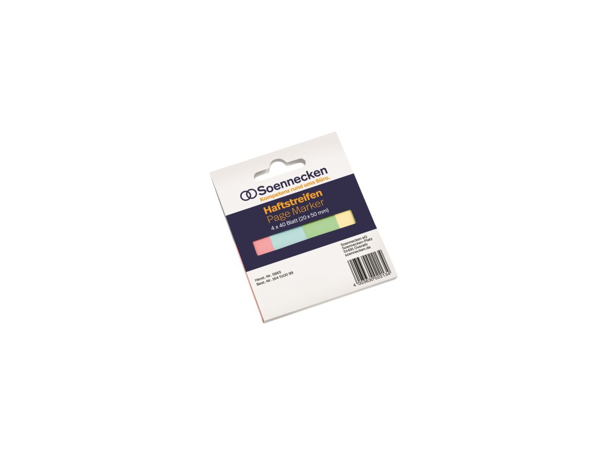 Soennecken Haftstreifen 5865 RC 20x50mm 40Bl. sort. 4 St./Pack.