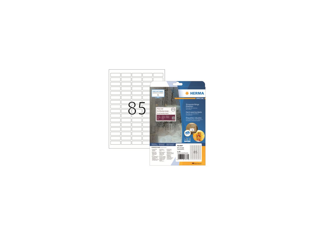 HERMA Etikett 8337 37x13mm PES weiß 2.125 St./Pack.