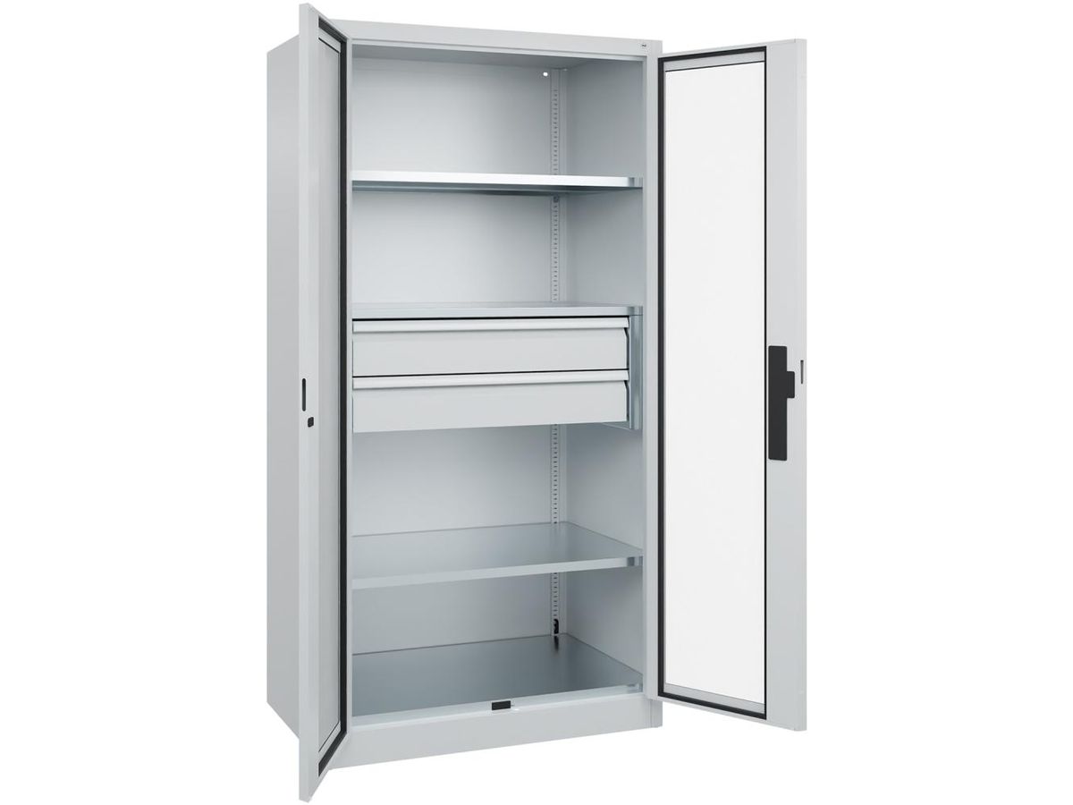 CP Schwerlastschrank Acurado 2SL 4 Böden B1000xT600xH1950mm RAL 7035/7035
