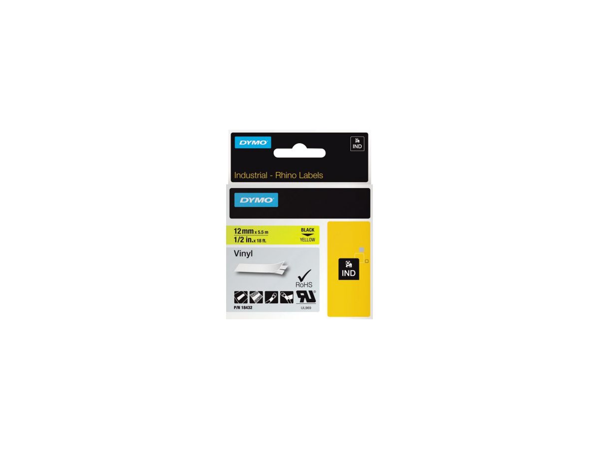 DYMO Schriftbandkassette Rhino ID1 18432 12mmx5,5m sw auf ge