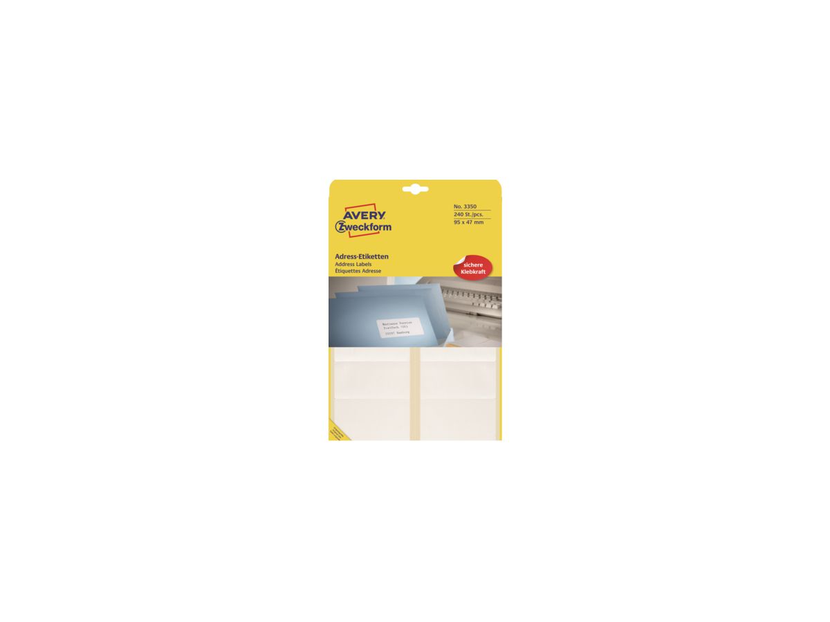 Avery Zweckform Adressetikett 3350 95x47mm weiß 240 St./Pack.