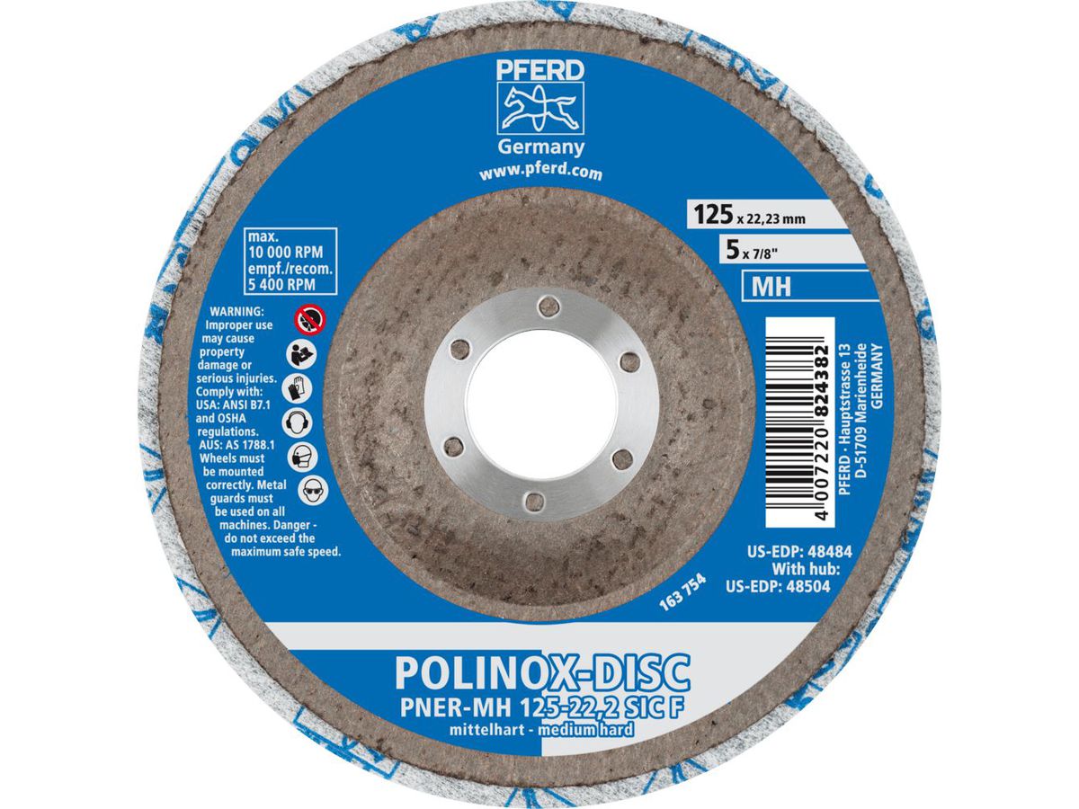 Schuurwiel POLINOX 125mm middelhard Pfer d