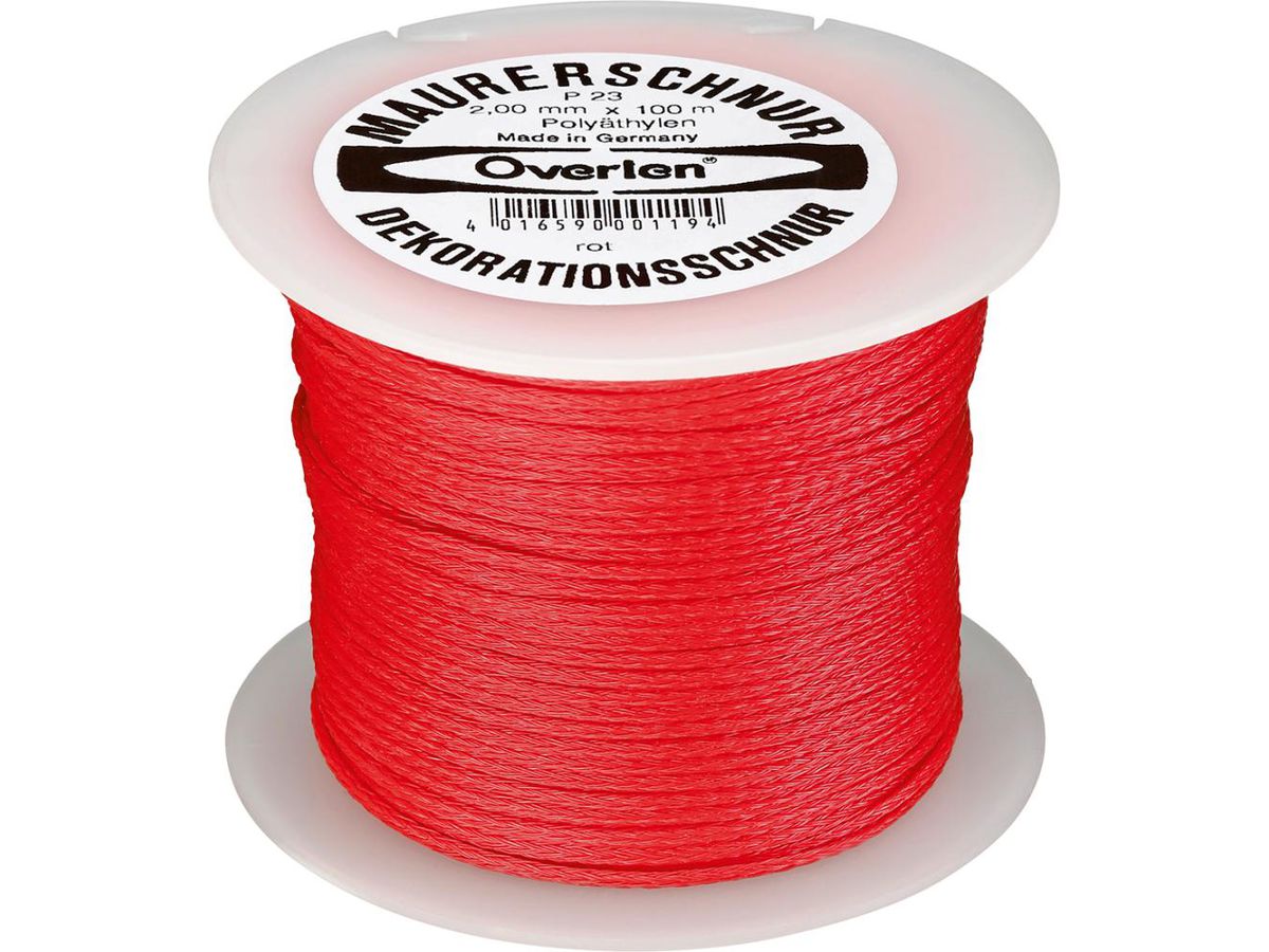 Bricklayer cord PE 2.0mm 100m red Overmann