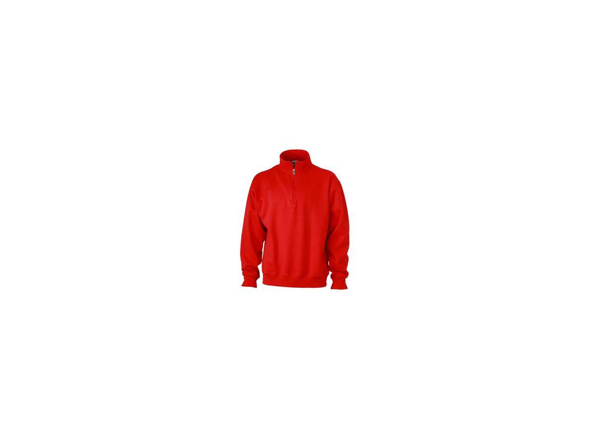 JN Workwear Half Zip Sweat JN831 70%BW/30%PES, red, Größe 2XL
