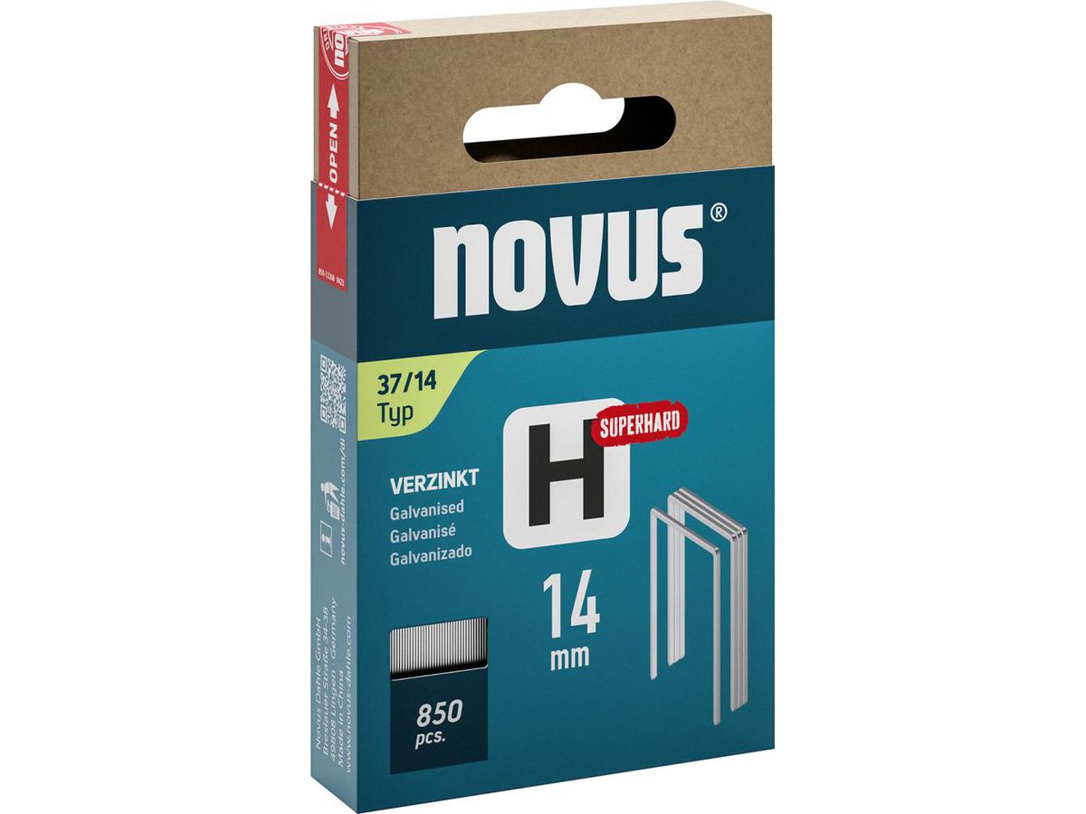 NOVUS Klammer H 37 14 mm superhart VE 850 Schiebe-FS