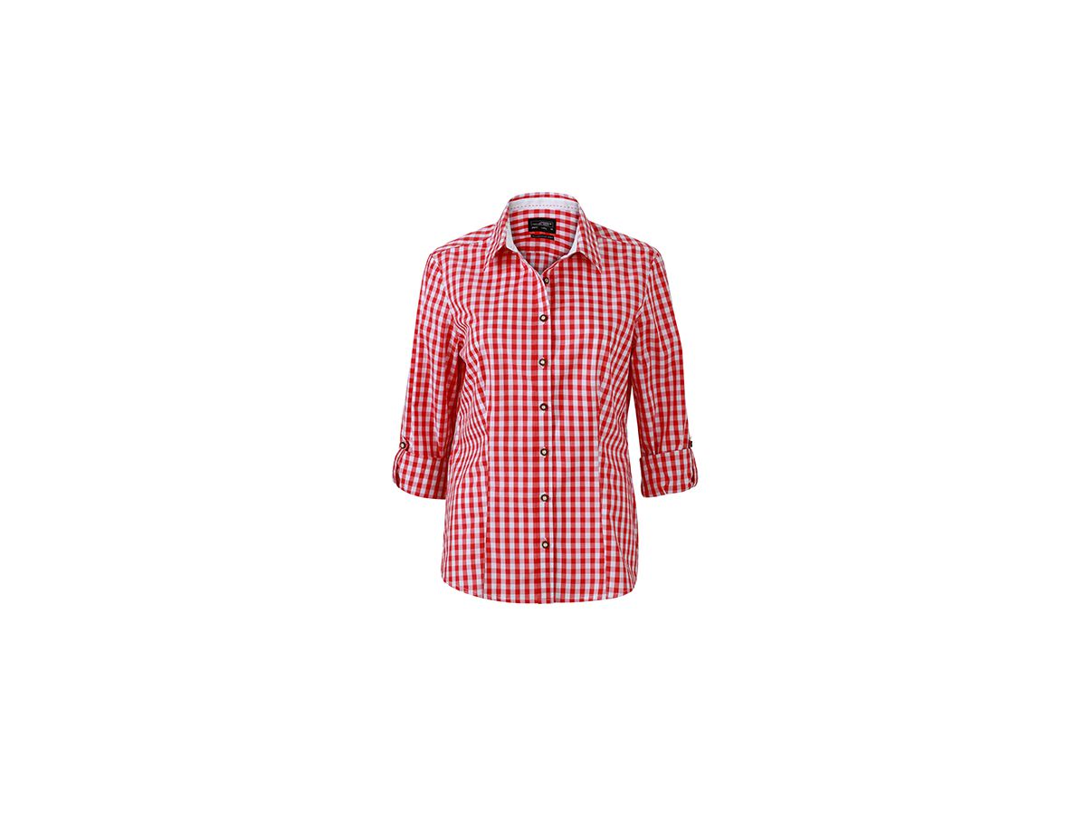 JN Ladies Traditional Shirt JN637 100% BW, red/white, Größe S