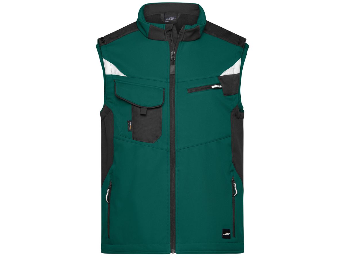 JN Workwear Softshell Vest JN845 100%PES, dark-green/black, Größe 6XL