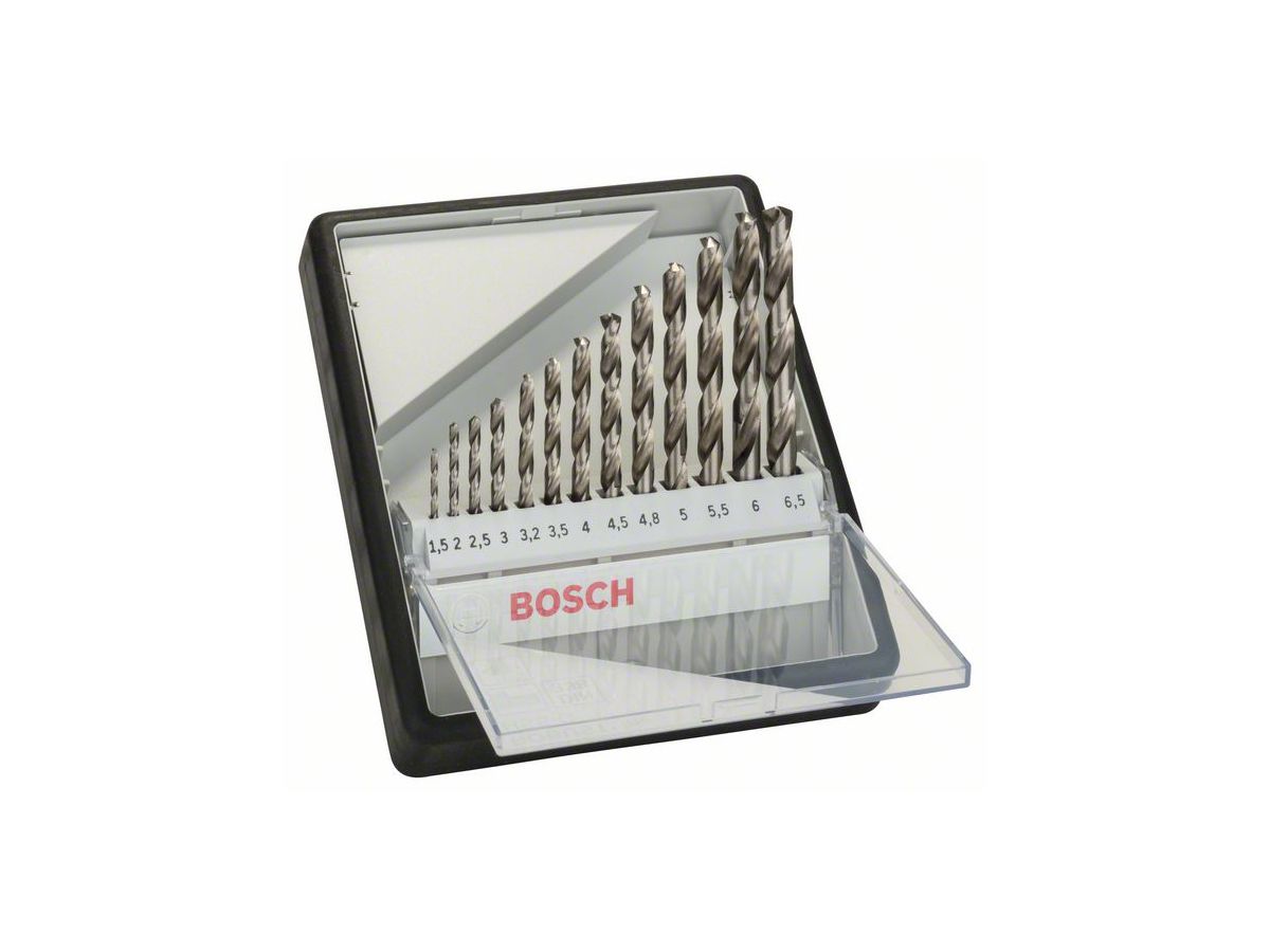 BOSCH Metallbohrer-Set Robust Line HSS-G,DIN 135, 135°,13-tlg., 1,5-6,5 mm