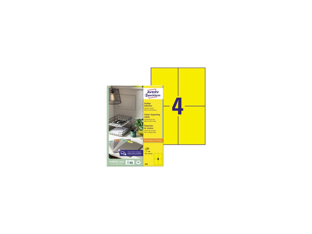 Avery Zweckform Universaletikett 3459 105x148mm gelb 400 St./Pack