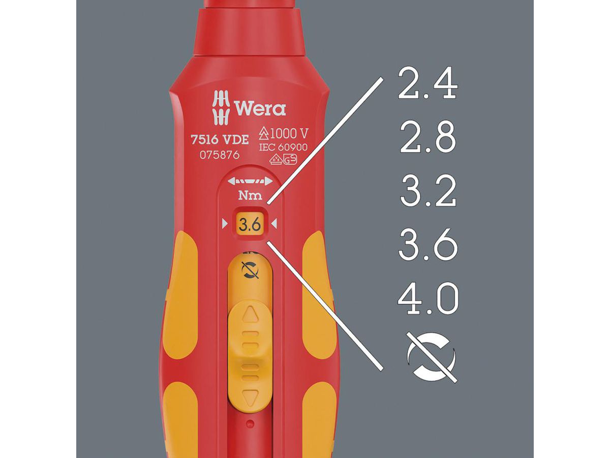 WERA 7516 VDE Kraftform Safe-Torque Speed Drehmomentschraubendreher, 2,4x4Nm