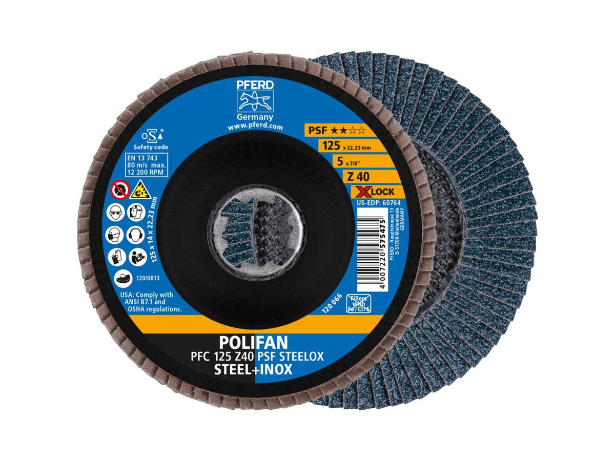PFERD Fächerschleifscheibe X-LOCK 125mm K40 PSF