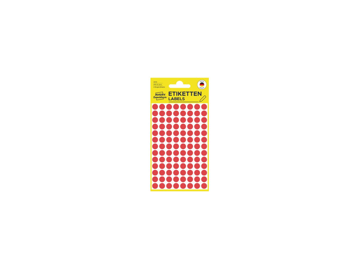 Avery Zweckform Markierungspunkt 3010 8mm rot 416 St./Pack.