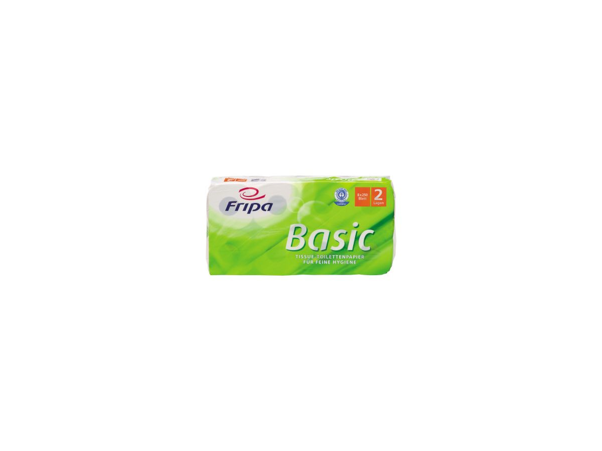 fripa Toilettenpapier Basic 1510805 2-lagig 250Bl. weiß 8 Rl./Pack.