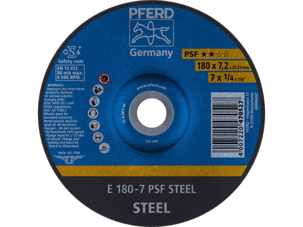 Grind. disc A30PPS 178x7.2mm offset Pferd