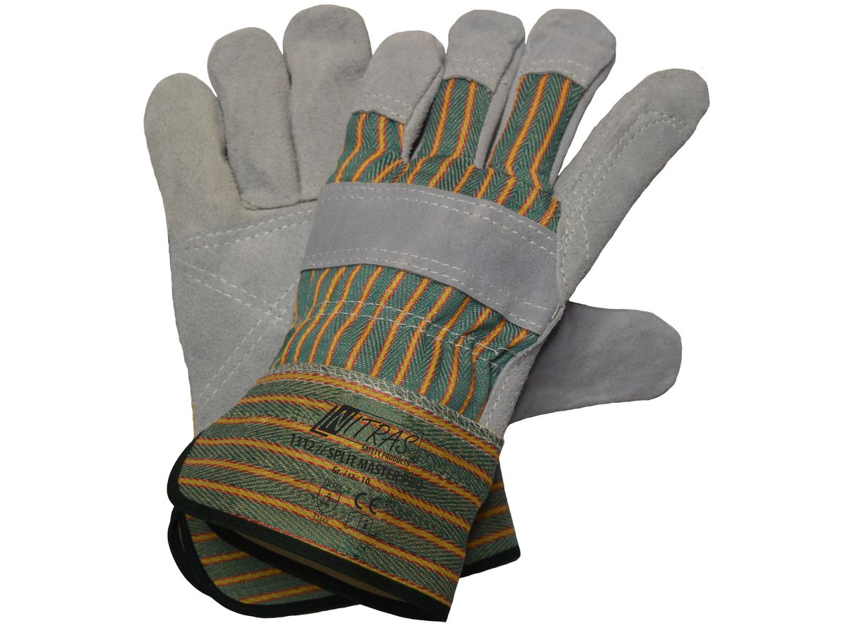 NITRAS SPLIT MASTER PRO 1312 Rindspaltlederh., grün/rot/gelb, Gr. 10