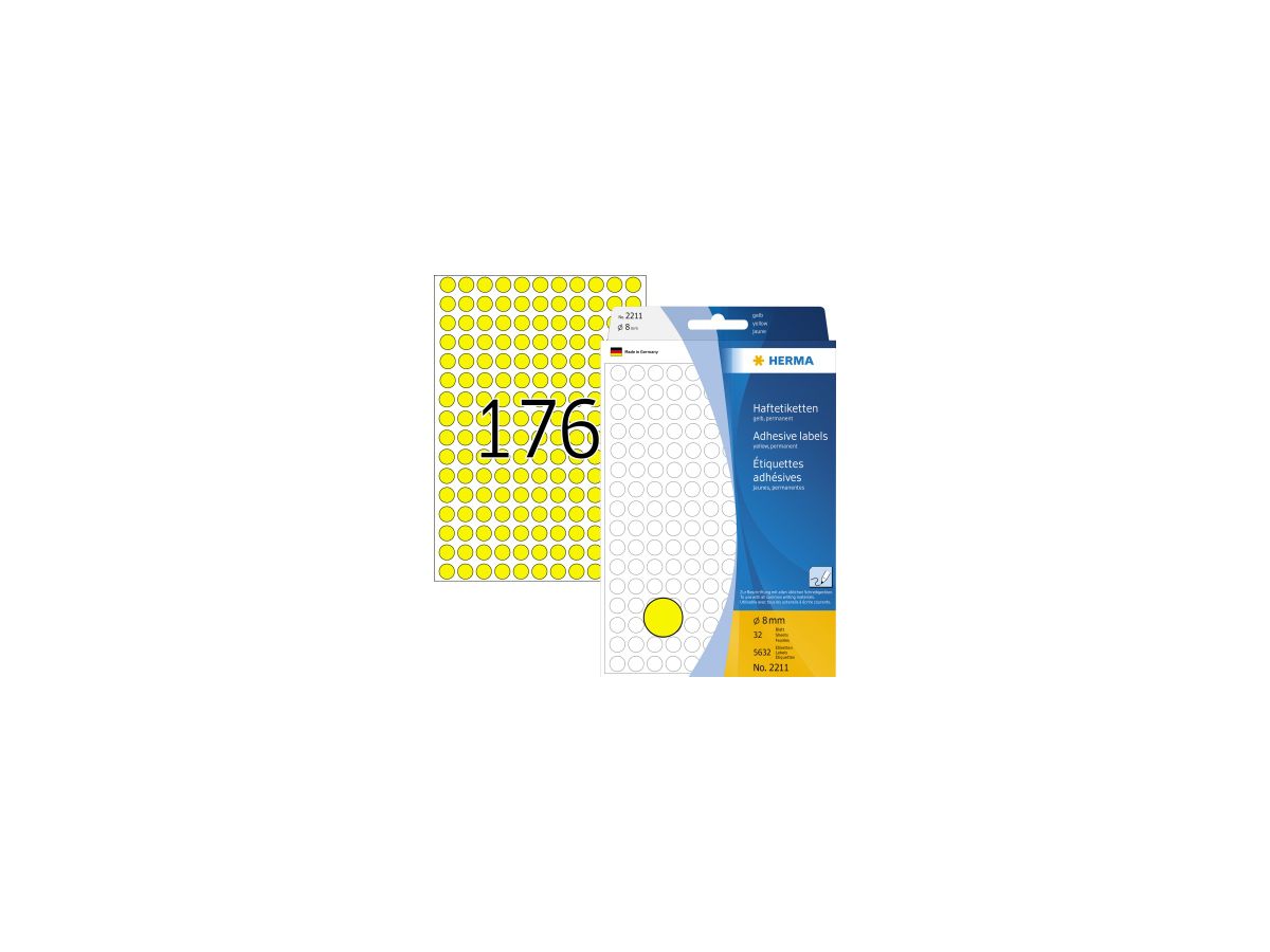 HERMA Markierungspunkt 2211 8mm Papier gelb 5.632 St./Pack.